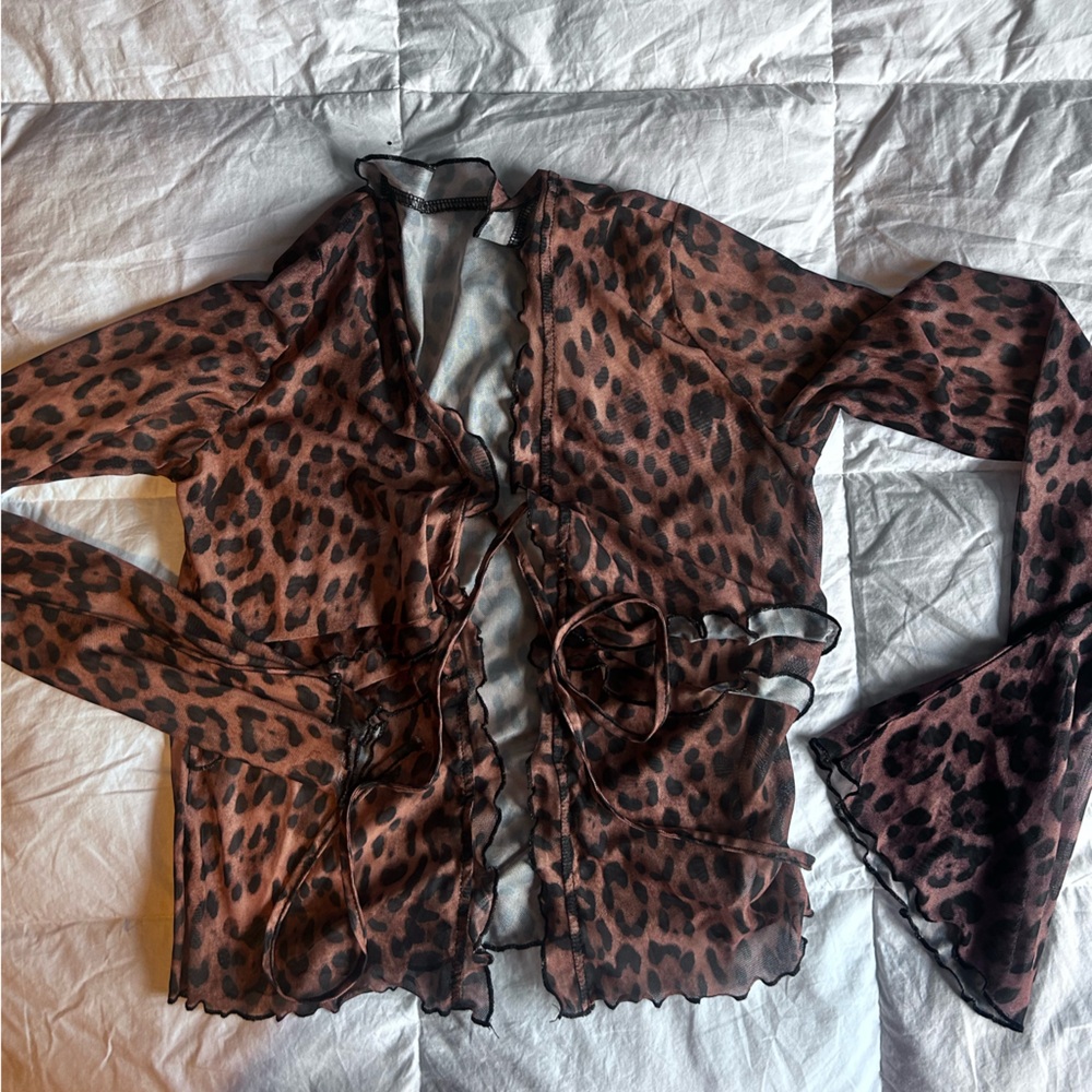 Leopard Print Sheer Women's Top